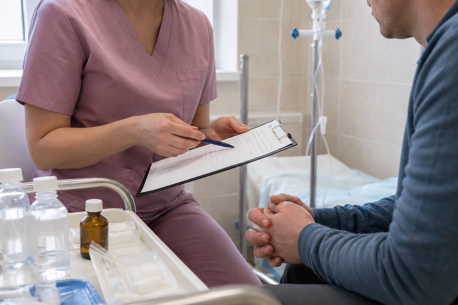 Специалист консультирует пациента по теме капельницы Ремаксола